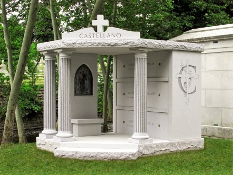 Classical Revival Design For An Open Outdoor Garden Style Mausoleum With 3 Above Ground Burial Vaults March 20 2023 Rome Monument